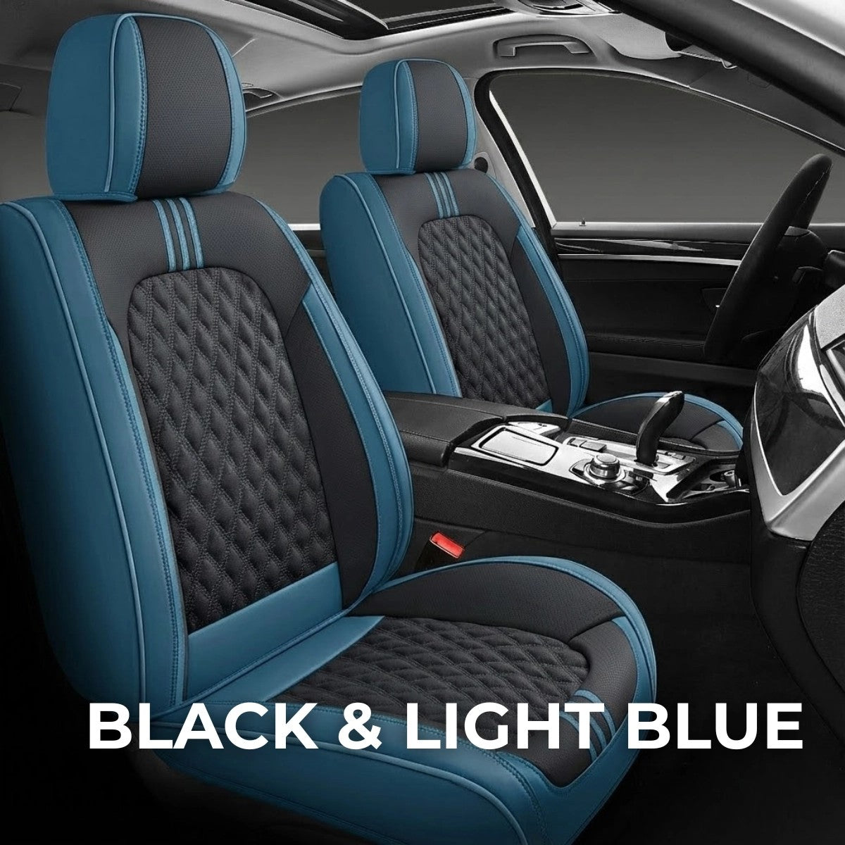 Black&LightBlueCarSeatCovers