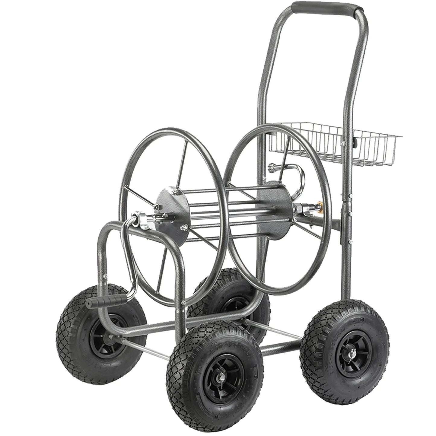 GardenHoseReelCartMetalBlack