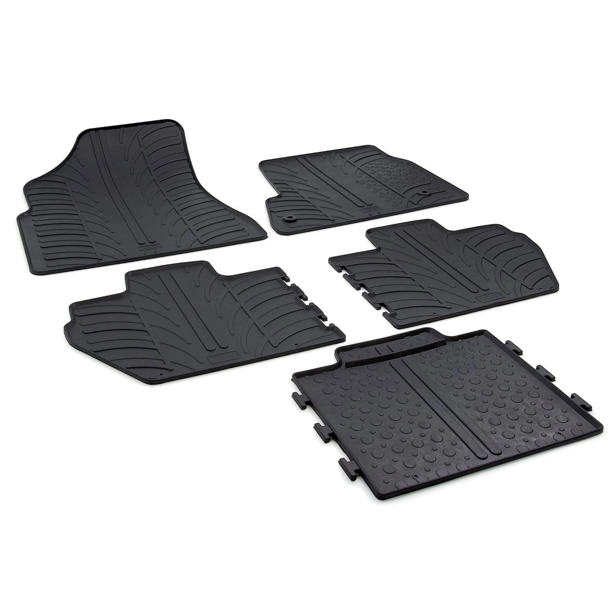 GledringTailoredBlackRubber5PieceFloorMatSettofitPeugeotPartnerTepee2008-2018