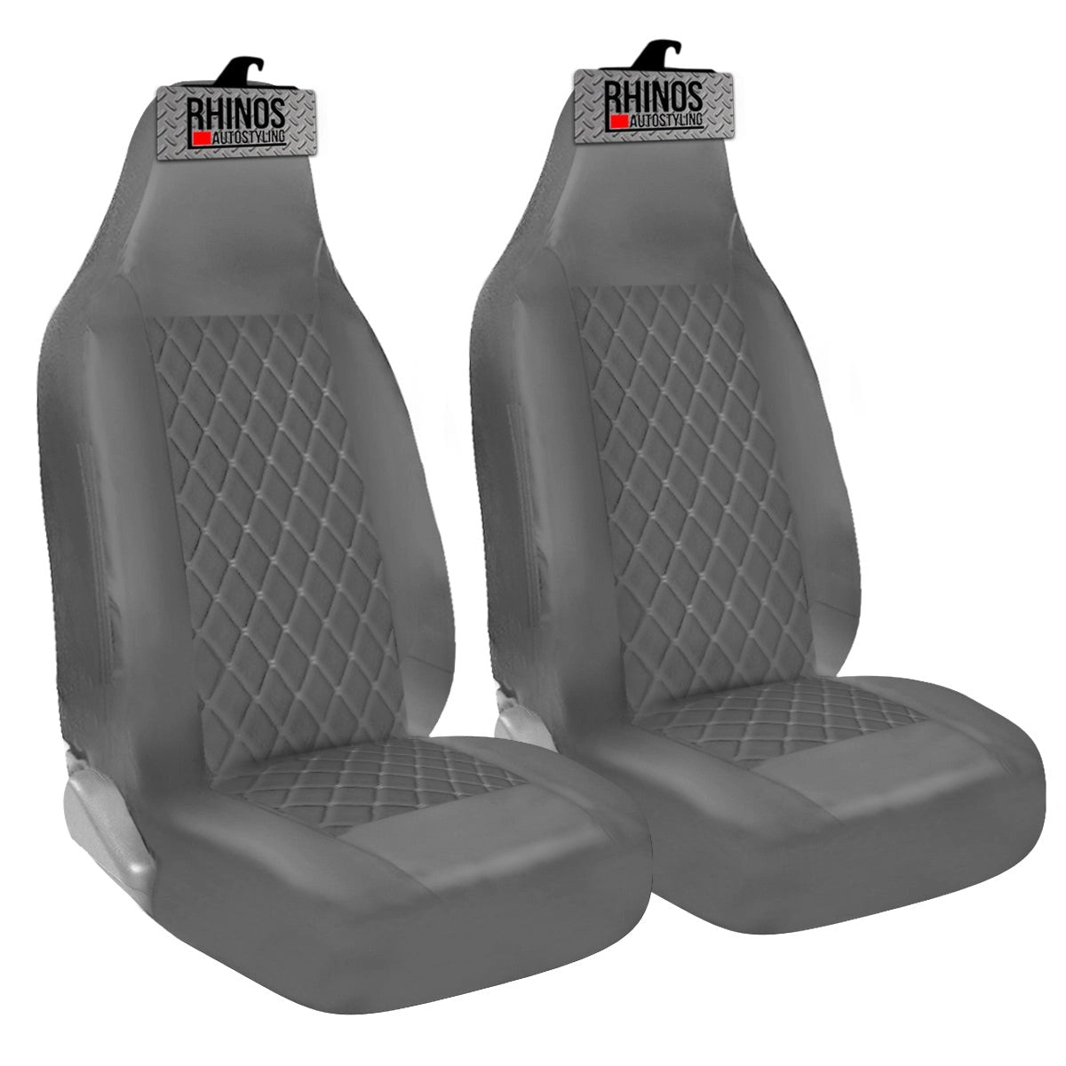 PremiumLuxuryCarSeatCovers-QuiltedGreyDiamondLeather-2xFrontsSale