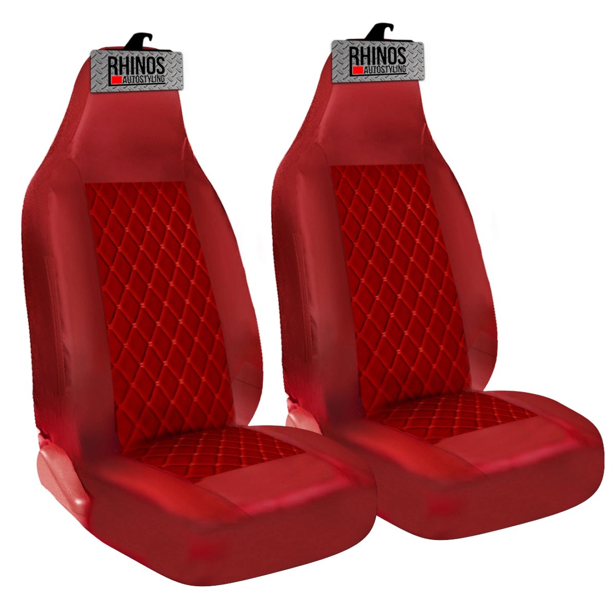 PremiumLuxuryCarSeatCovers-RedQuiltedDiamondLeather-2xFrontsSale
