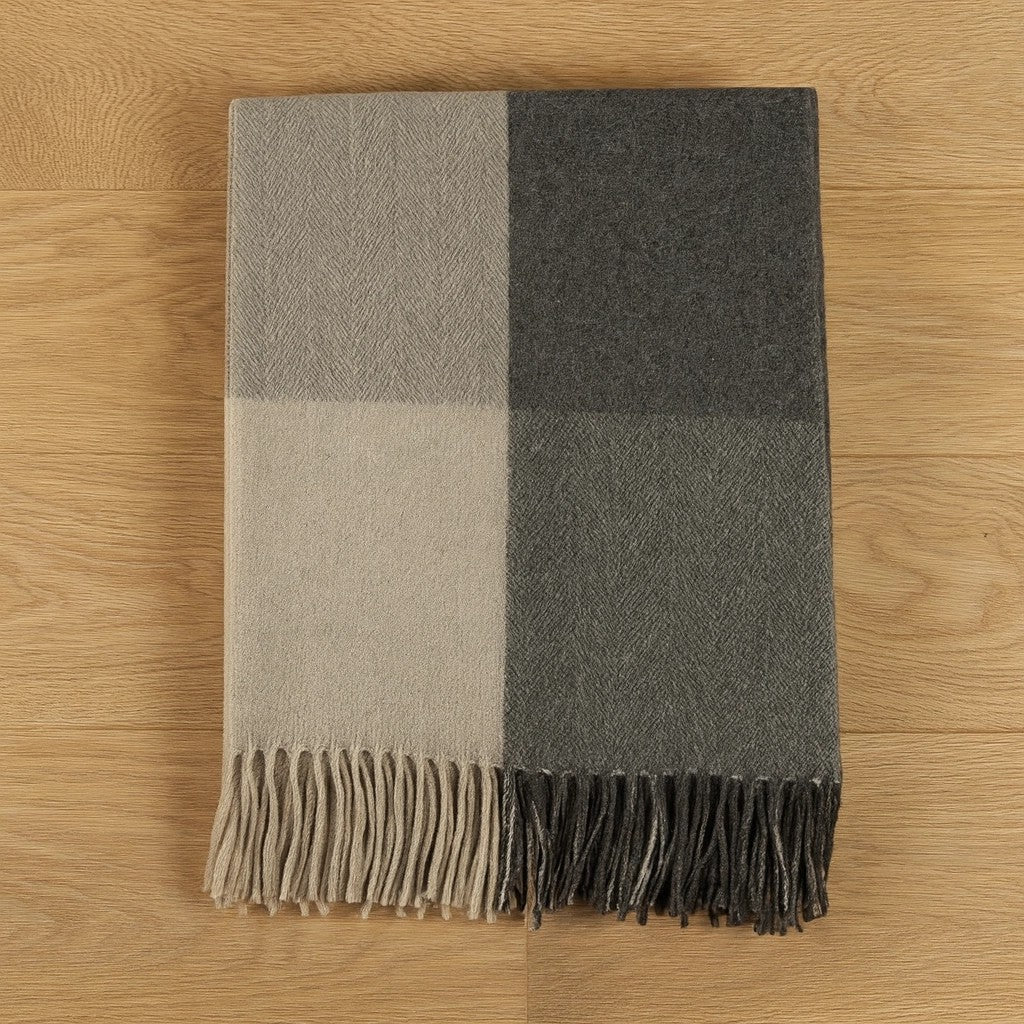 StoneGreyBlockCheckWoolHerringboneThrow