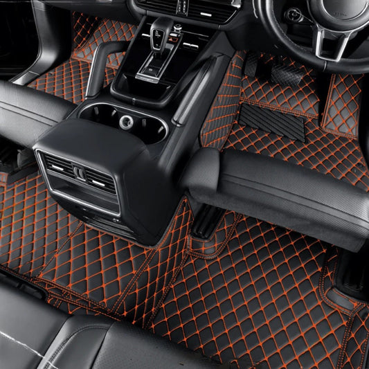 Black&OrangeLuxuryDiamondCarFloorMats