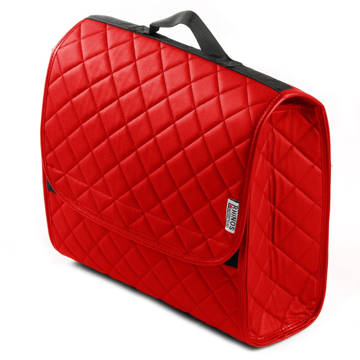 BootTidyOrganiserCompactStorageCarTrunkAntiSlipBagLeatherSquareQuiltedRedSale