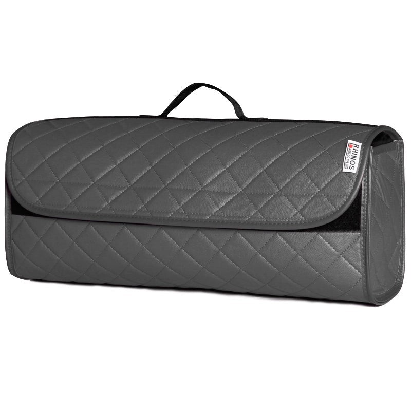 DurableBootTidyToolDeclutterOrganiserCompactStorageCarTrunkAntiSlipBagLeatherQuiltedGreySale