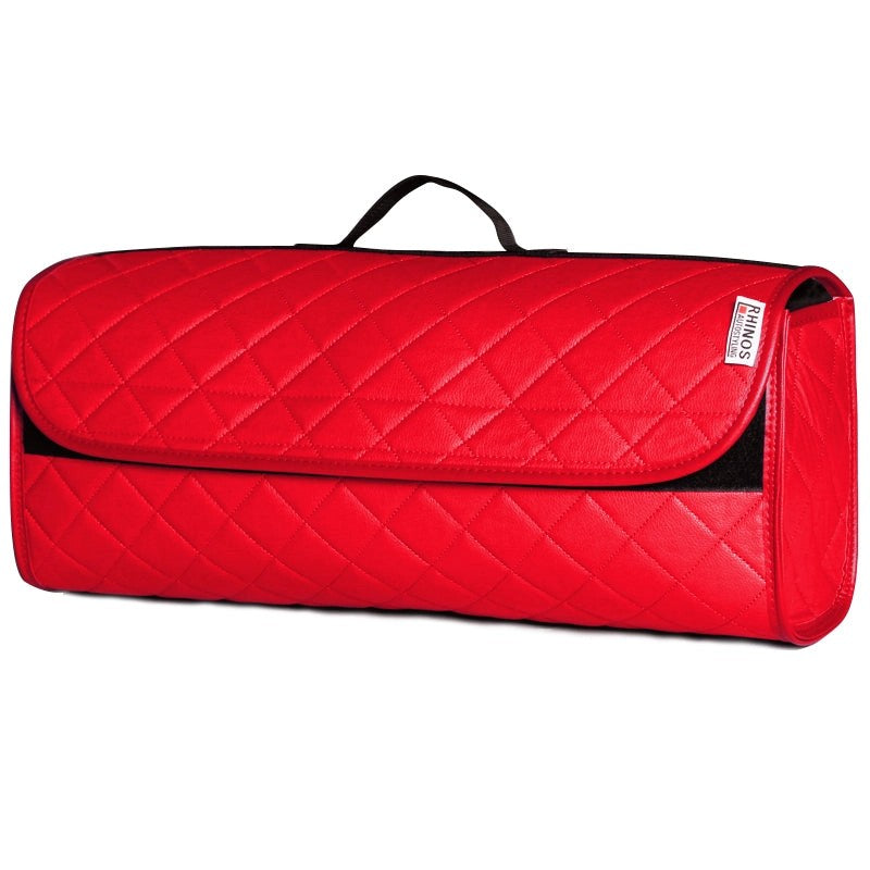 DurableBootTidyToolDeclutterOrganiserCompactStorageCarTrunkAntiSlipBagLeatherQuiltedRedSale