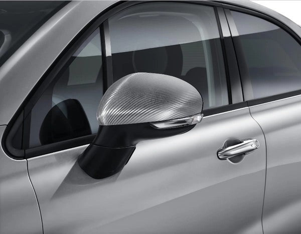 Fiat500XMirrorCovers,WhiteCarbonLook
