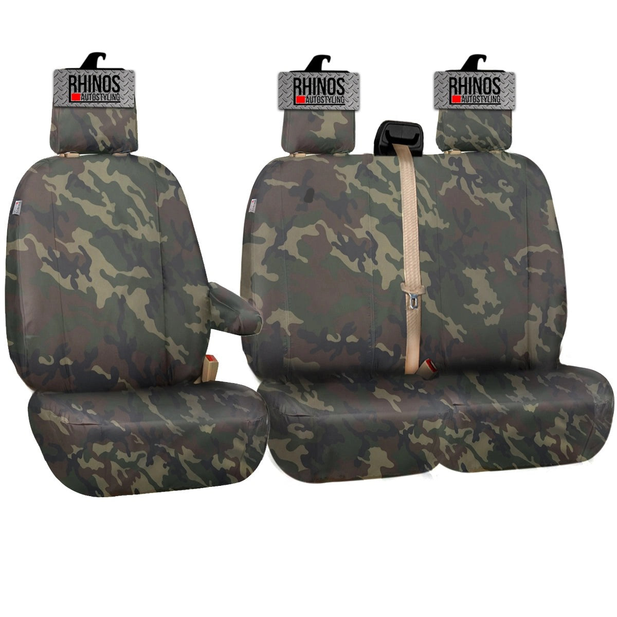 FORDTRANSITCUSTOM2013-2022-TAILOREDVANSEATCOVERSHEAVYDUTYGREENCAMOUFLAGESale