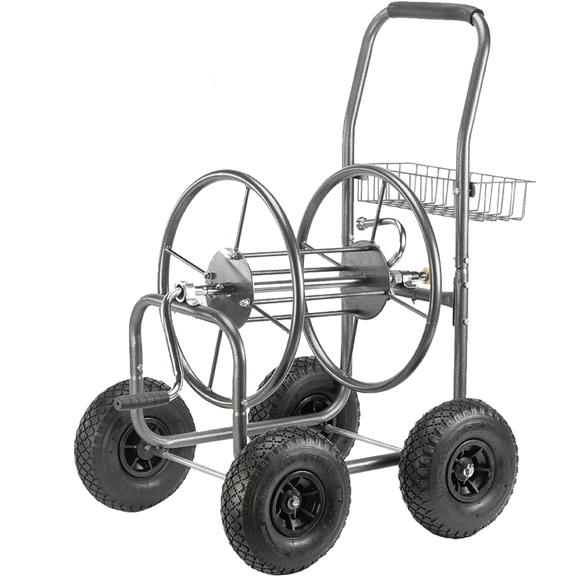 GardenHoseReelCartMetalBlack
