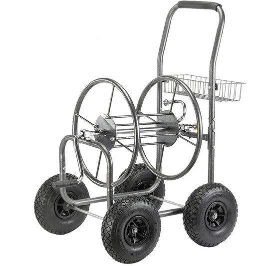 GardenHoseReelCartMetalBlack