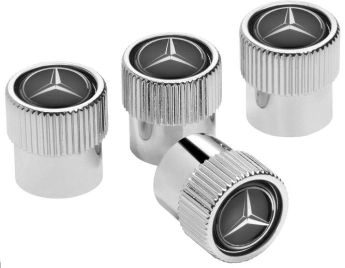 GenuineMercedes-BenzChromePlasticValveCapsWithBlackLogoB66472002