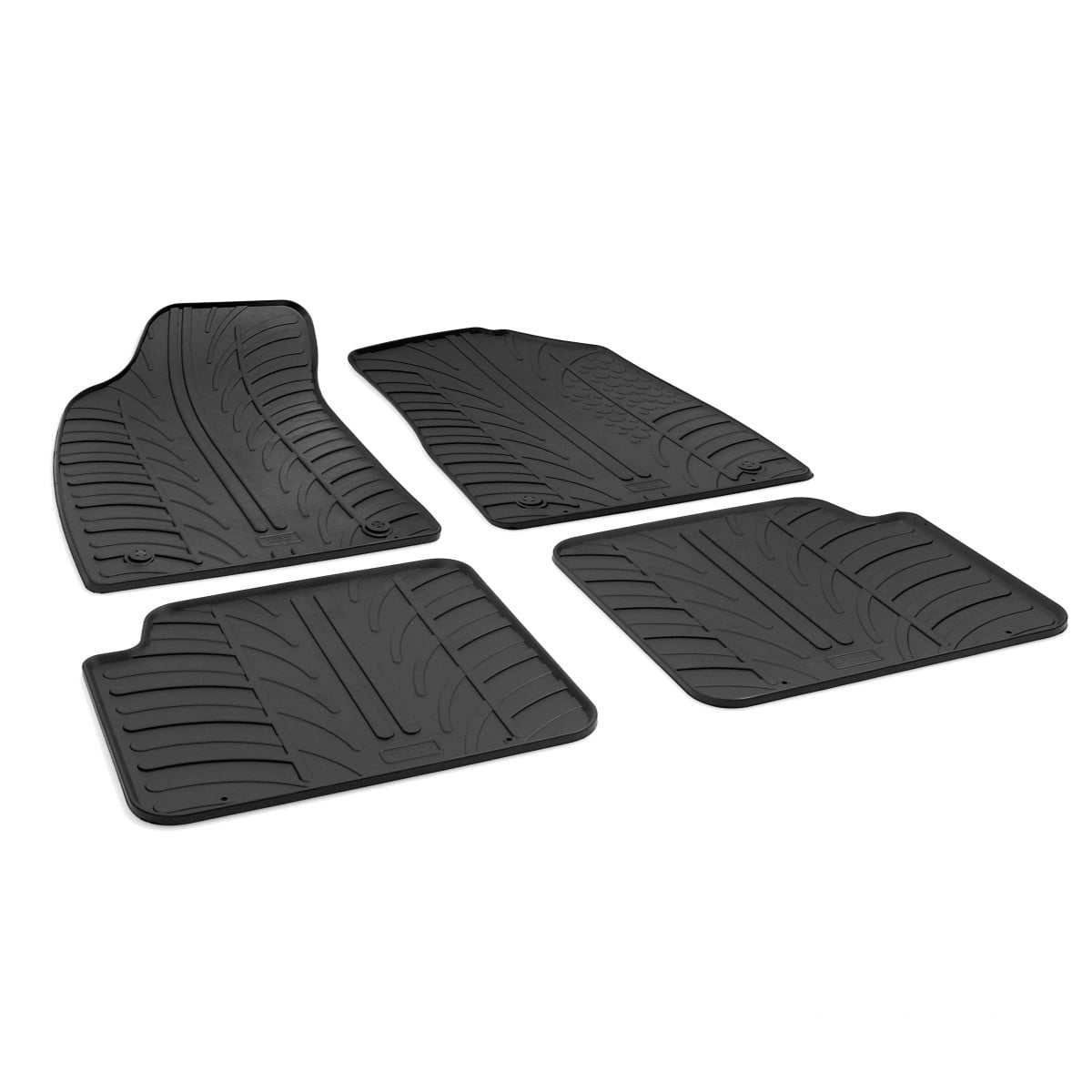 GledringTailoredBlackRubber4PieceFloorMatSettofitFiat5002013-2024
