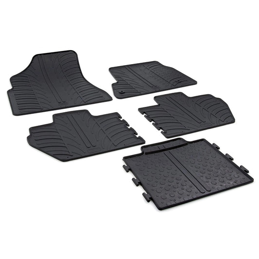 GledringTailoredBlackRubber5PieceFloorMatSettofitPeugeotPartnerTepee2008-2018