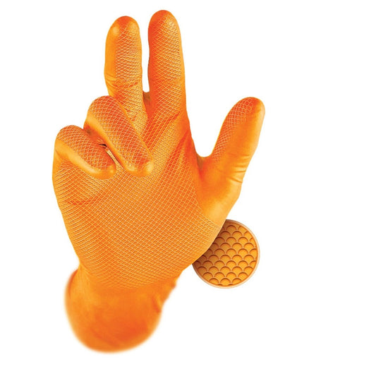 GrippazNitrileGripGlovesOrange-Packof50