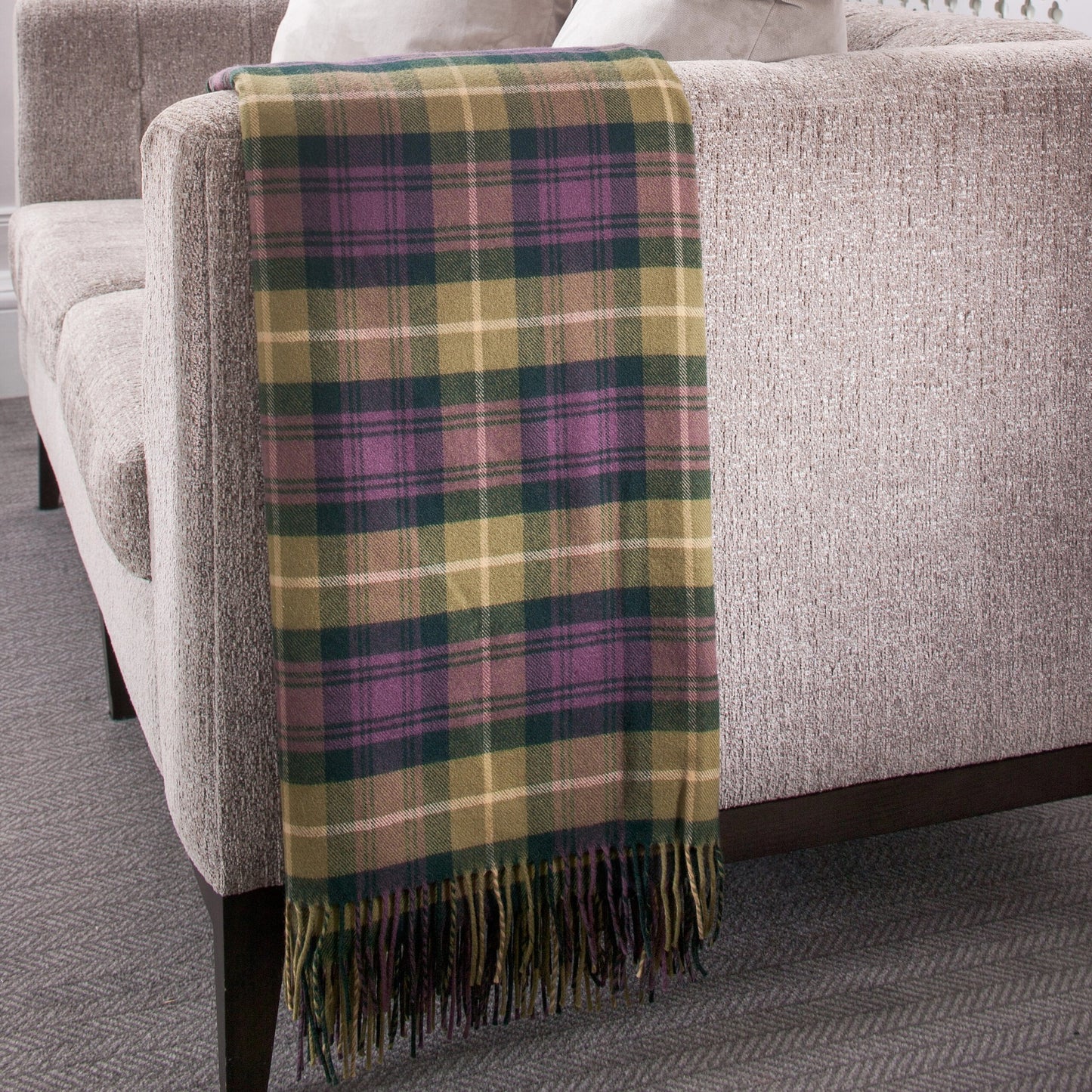 HeatherGreenTartanLambswoolThrow