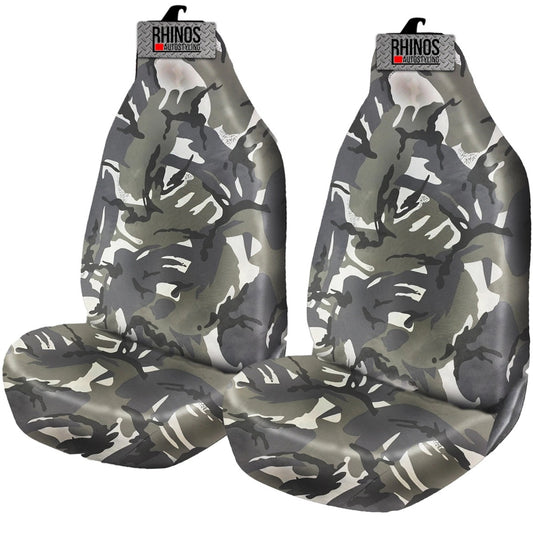 HeavyDutyCamoGreyWaterproofSeatCovers2xFrontsSale