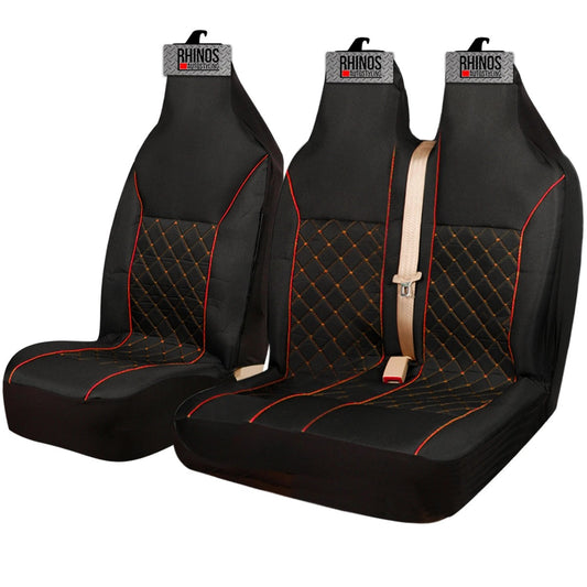 LUXURYREDQUILTEDPIPINGVANSEATCOVERS-2+1Sale
