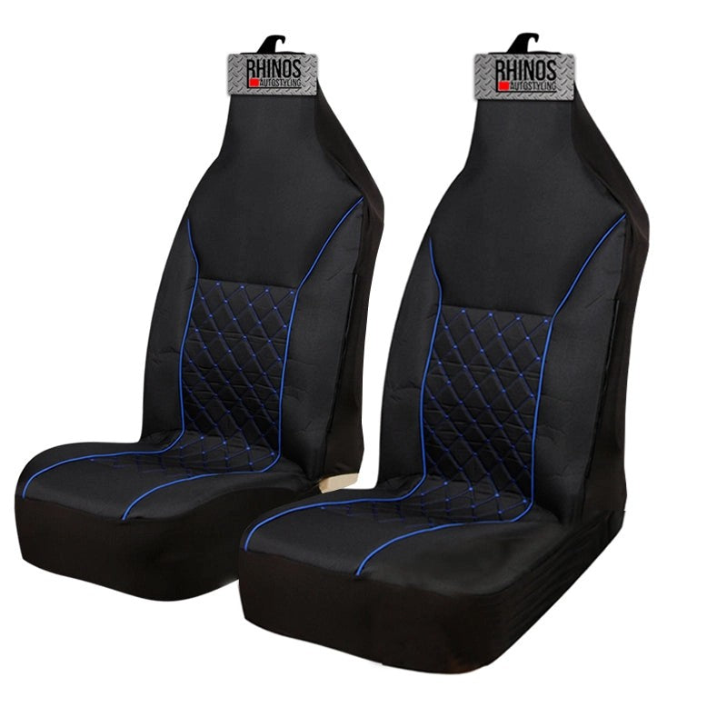 PremiumLuxuryFabricCarSeatCovers-QuiltedBluePiping-2xFrontsSale