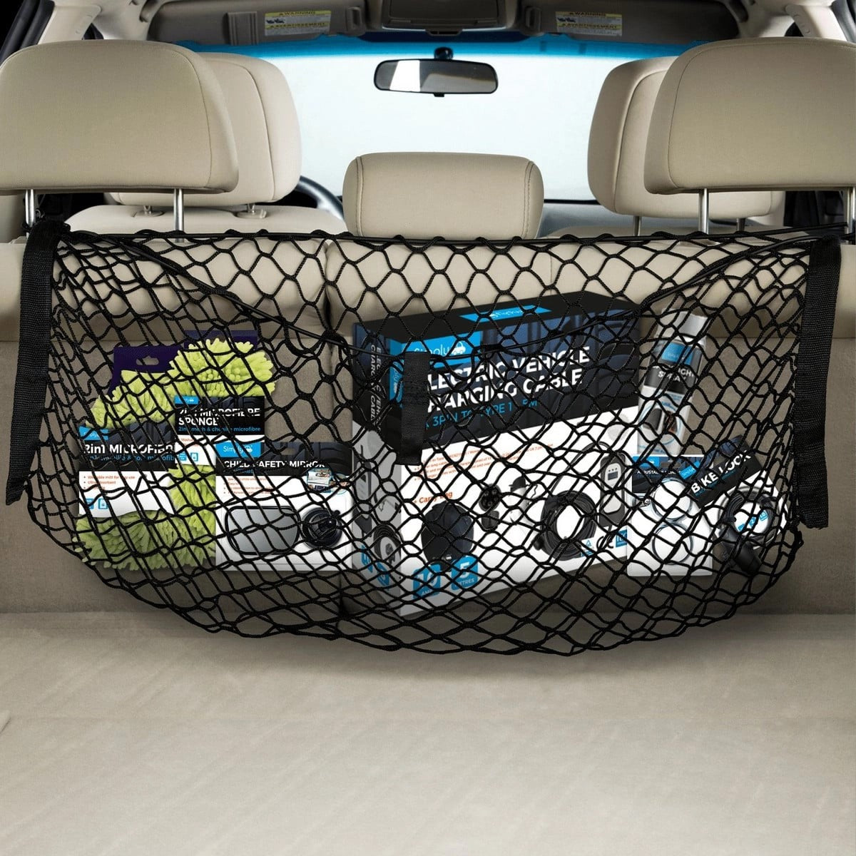 SimplyPremiumCarRearSeatBlackStrongCargoNet65x39cm