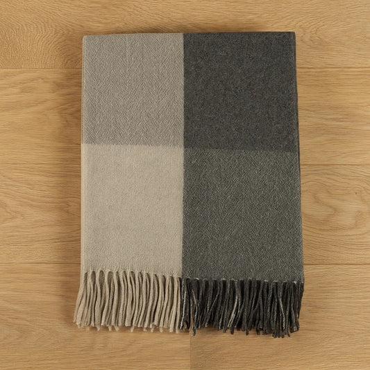 StoneGreyBlockCheckWoolHerringboneThrow