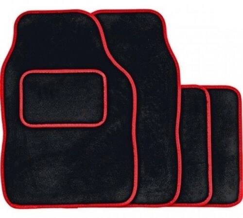 UNIVERSALCARFLOORMATSBLACKWITHREDEDGING-4PIECESETSale