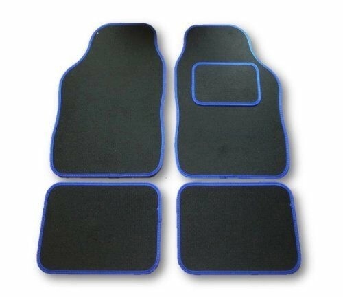 UNIVERSALCARFLOORMATSBLACKWITHBLUEEDGING-4PIECESETSale