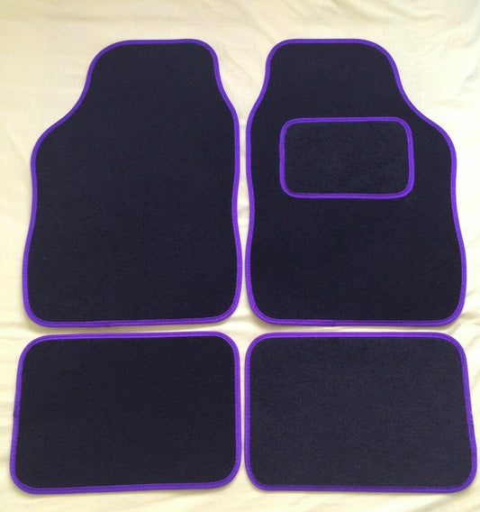 UNIVERSALCARFLOORMATSBLACKWITHPURPLEEDGING-4PIECESETSale