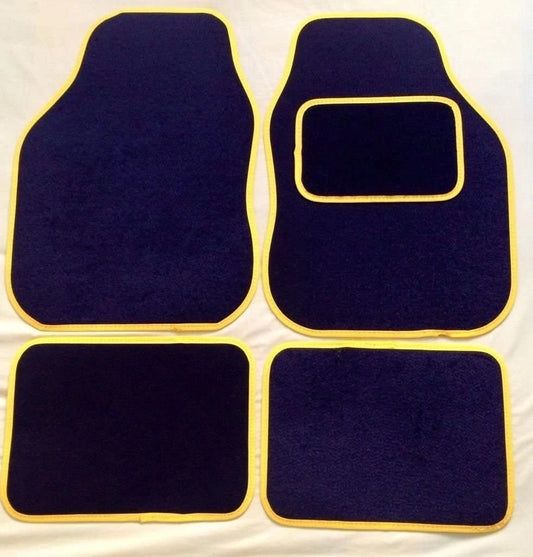 UNIVERSALCARFLOORMATSBLACKWITHYELLOWEDGING-4PIECESETSale