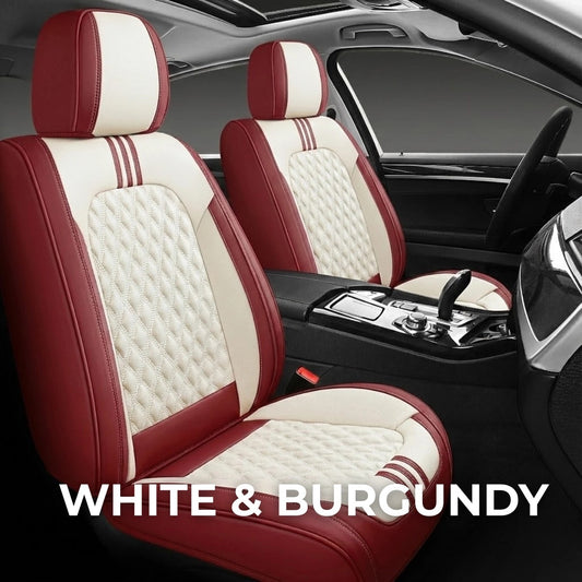 WHITE&BURGUNDYCarSeatCovers